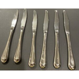 Oneida Sand Dune‎ Glossy Stainless Steel Knives Knife Set of 6 Flatware USA
